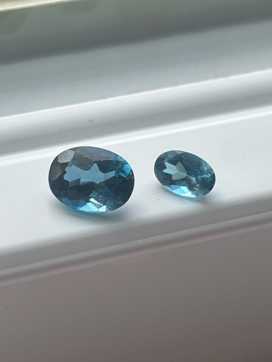 Jewelry - Blue Topaz Gemstone Pair – Oval Faceted Loose Stones Sky/Swiss Blue Not Enhanced